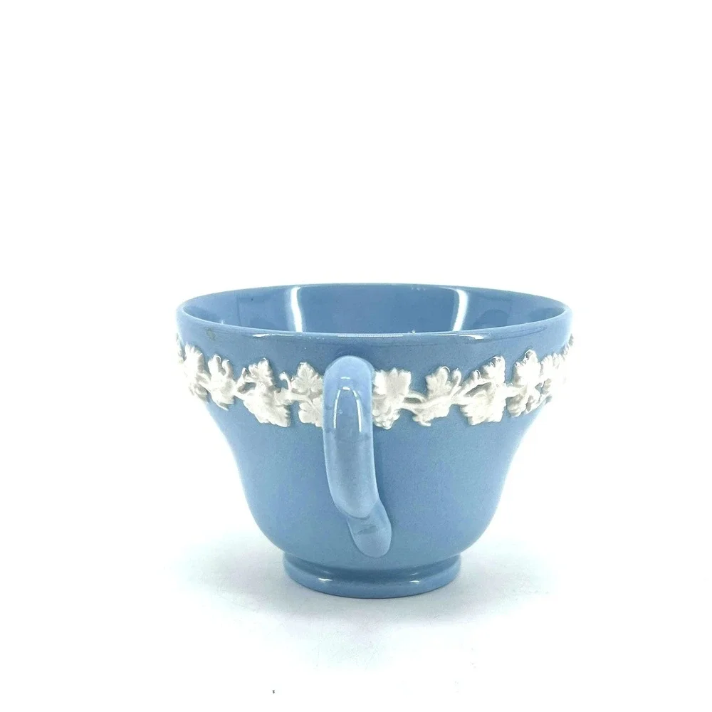 Wedgwood Etruria Queensware Blue Lavender Embossed Grapevine Smooth Edge Tea Cup